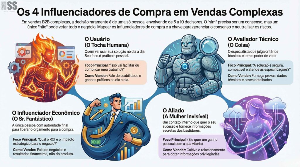 Os 4 Influenciadores de Compra em Vendas Complexas